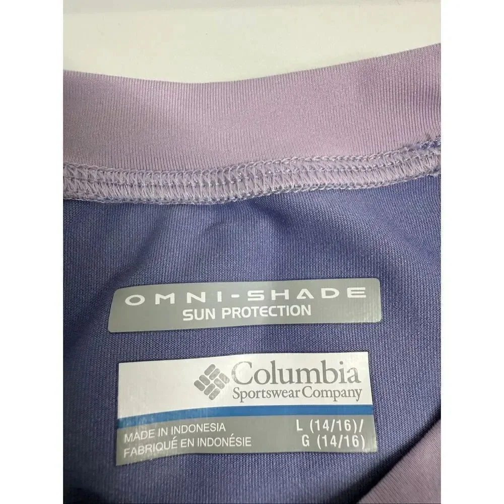 Columbia Kids Sandy Shores Long Sleeve Sunguard Big Kids Sz L14-16 Pink Purple